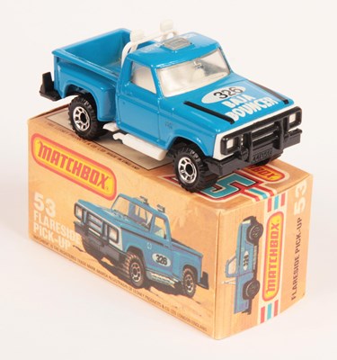 Lot 208 - Matchbox Superfast 53d Flareside Pick-Up Truck - blue body WITHOUT SIDE TAMPO PRINT