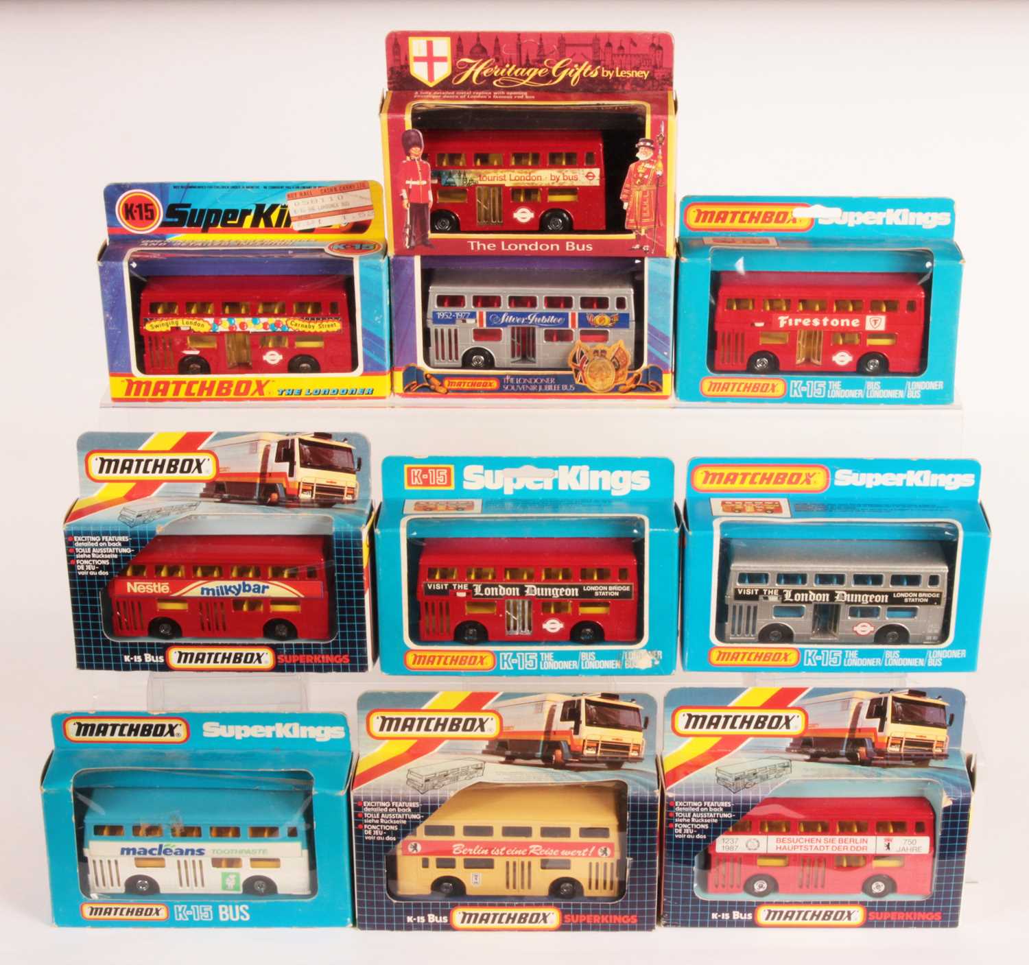 Lot 557 - Matchbox Super Kings - Group of 10x K-15 The Londener Bus.