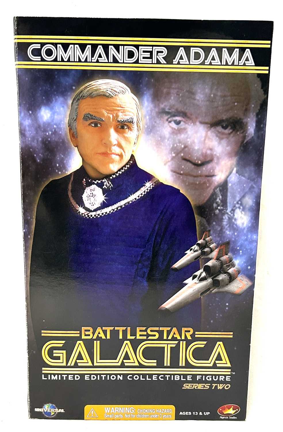 Lot 332 - Majestic Studios Battlestar Galactica Commander Adama 12" figure MIB