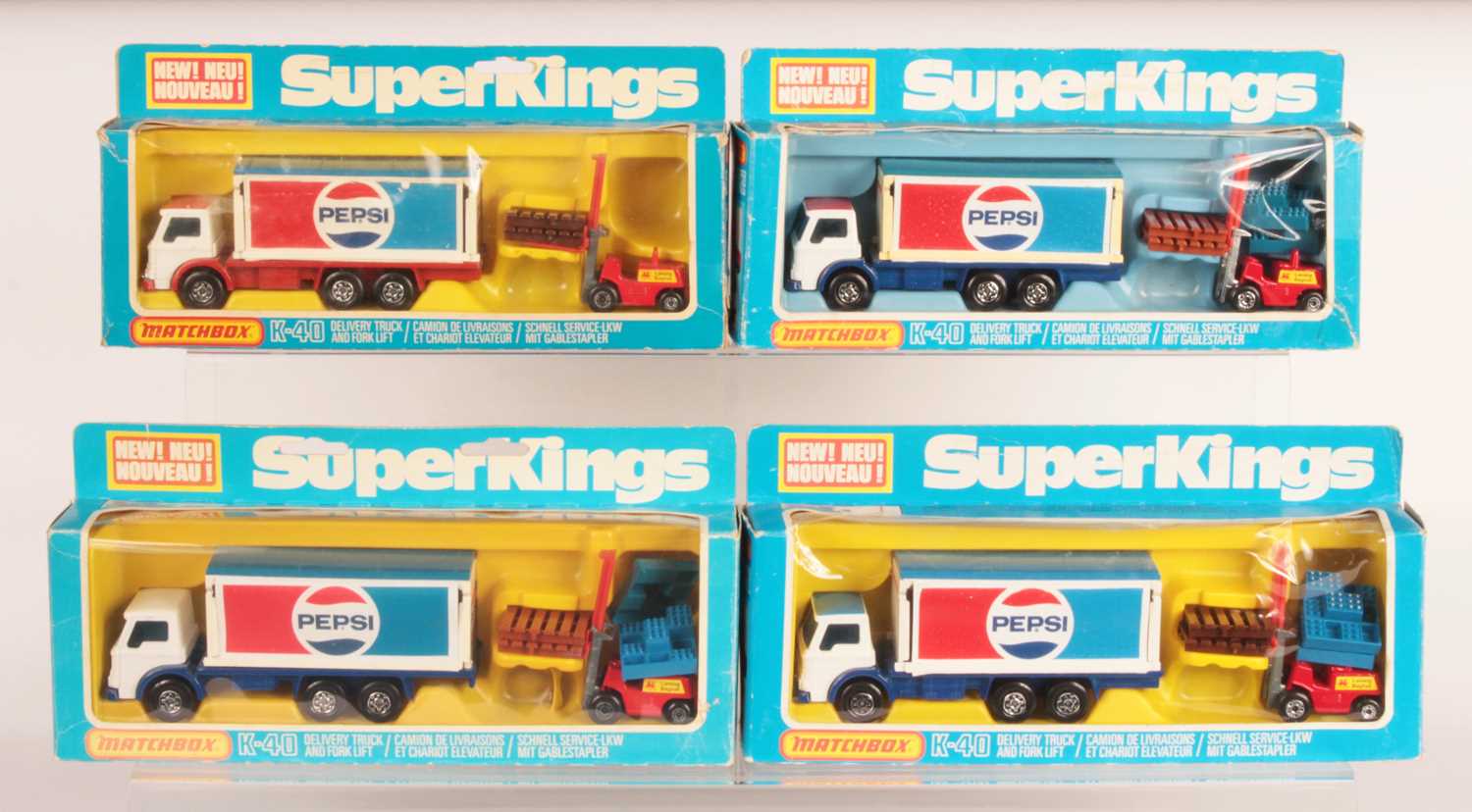 Lot 533 - Matchbox Super Kings - 4x K-40 Ford D Series Curtainside Delivery Truck "Pepsi".