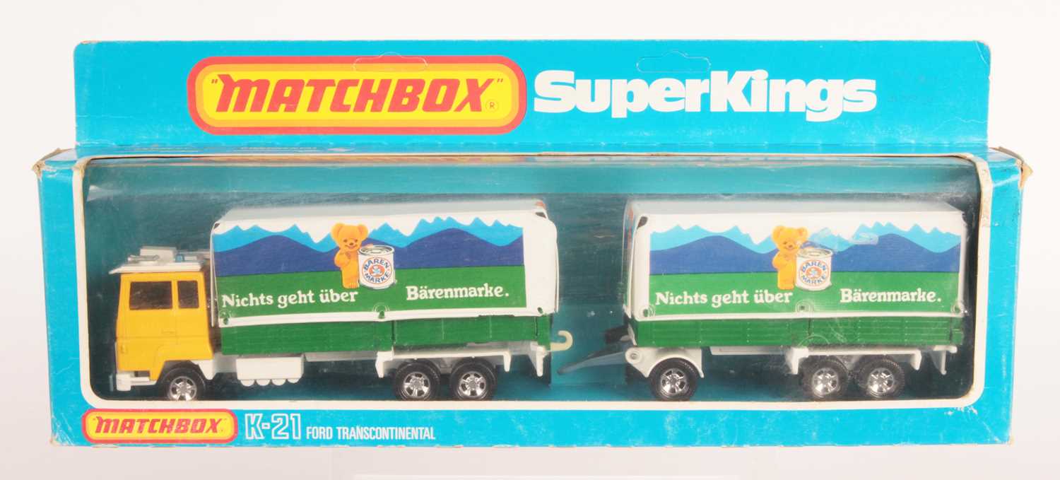 Lot 521 - Matchbox Super Kings K-21 Ford Transcontinental Truck & Trailer - German market issue - "Barenmarke"