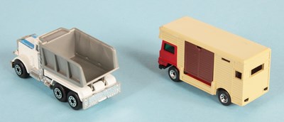 Lot 330 - Matchbox Superfast 30e Peterbilt Tipper Truck + 40b Bedford Horsebox TROL Made in Brazil Issues