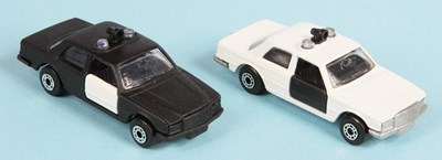 Lot 386 - Matchbox Superfast 2 x 56d Mercedes 450 SEL Police Car Made in Bulgaria Issue RARE VARIATIONS