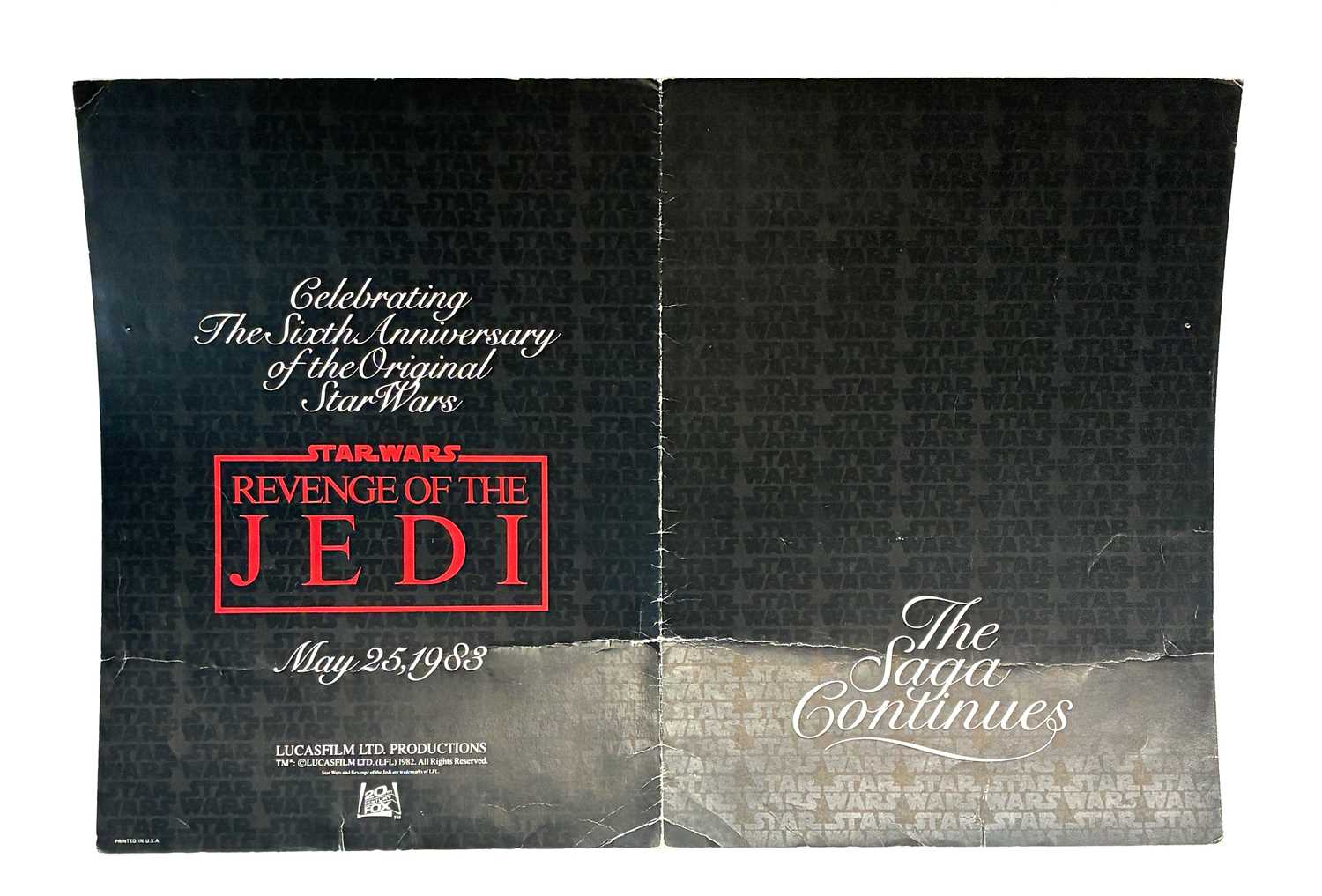 Lot 277 - Star Wars vintage Revenge of the Jedi The Saga Continues Promotional Fold-out Booklet
