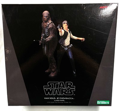 Lot 87 - Kotobukiya Artfx Star Wars Han Solo & Chewbacca 1/10th scale Pre-Painted Model Kit MIB