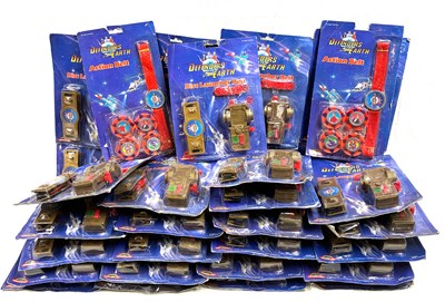 Lot 230 - Rainbow Toys vintage Defenders of the Earth Disc Launcher Belt sets x 32 MISP