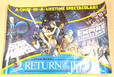 Lot 267 - Star Wars vintage SW, ESB, ROTJ 3 in 1 Programme one sheet Cinema Poster (rolled)