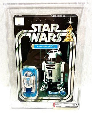 Lot 274 - Kenner Star Wars R2-D2 3 3/4" figure 12-A back MOC GRADED AFA 80