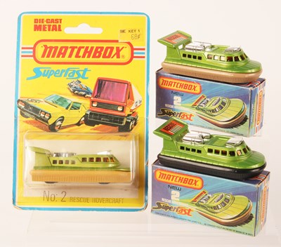 Lot 2 - Matchbox Superfast 3 x 2c Rescue Hovercraft VARIATIONS INCLUDING RARE FRENCH TEXT BOX