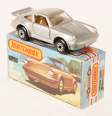 Lot 4 - Matchbox Superfast 3c Porsche 911/930 Turbo - SILVER BODY + TAN INTWERIOR + METALLIC BROWN BASE