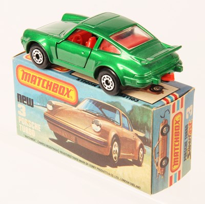 Lot 6 - Matchbox Superfast 3c Porsche 911/930 Turbo - metallic emerald green body + RARE RED INTERIOR