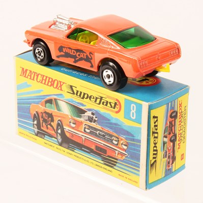 Lot 16 - Matchbox Superfast 8b Ford Mustang Wild Cat Dragster - LEMON YELLOW INTERIOR + BARE METAL BASE