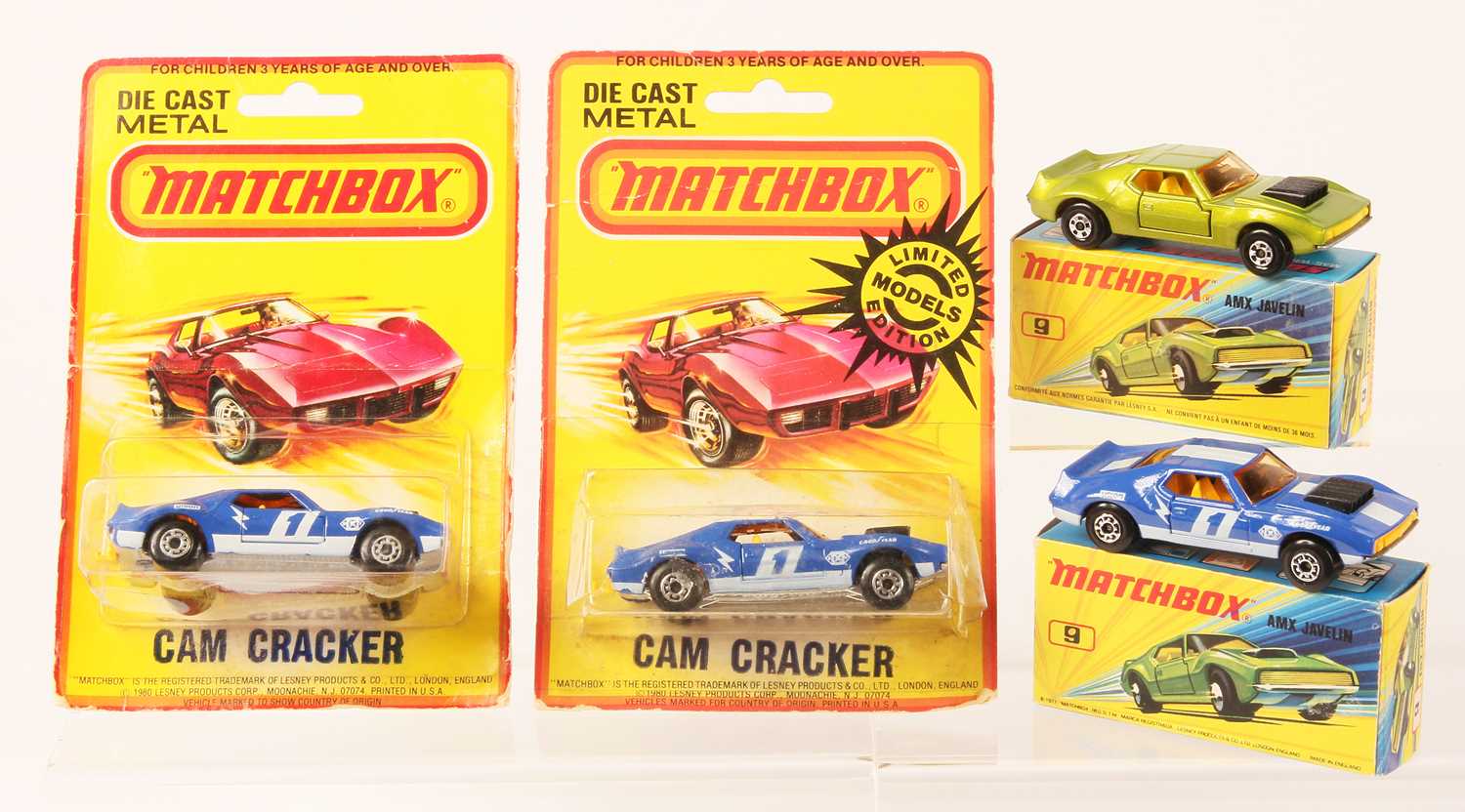 Lot 19 - Matchbox Superfast 4 x 9b AMX Javelin VARIATIONS INCLUDING US ISSUE CAM CRAKERS