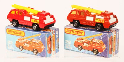 Lot 64 - Matchbox Superfast 2 x 22c Blaze Buster Fire Engine INCLUDING RARE BRICK RED BODY