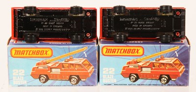 Lot 64 - Matchbox Superfast 2 x 22c Blaze Buster Fire Engine INCLUDING RARE BRICK RED BODY