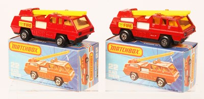 Lot 65 - Matchbox Superfast 2 x 22c Blaze Buster Fire Engine - GRAPHITE GREY & CHARCOAL GREY BASES