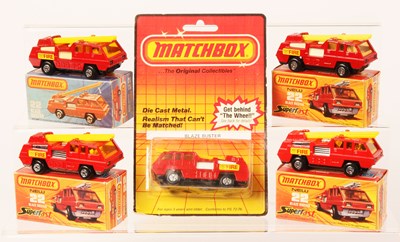 Lot 66 - Matchbox Superfast 5 x 22c Blaze Buster Fire Engine VARIATIONS