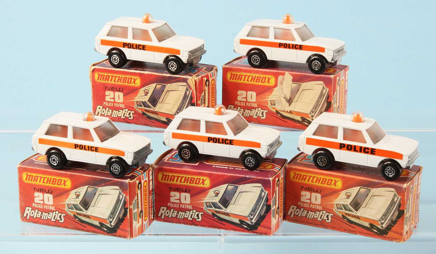 Lot 27 - Matchbox Superfast 5 x 20b Range Rover Police Patrol - ALL WITH DIFFERENT LABEL VARIATIONS