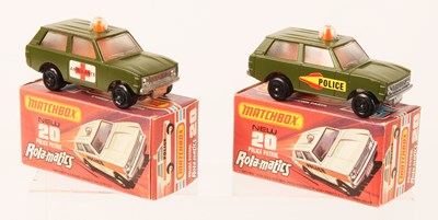 Lot 31 - Matchbox Superfast 2 x 20b Range Rover Police Patrol Twin Pack Issues IN FRENCH TEXT BOXES