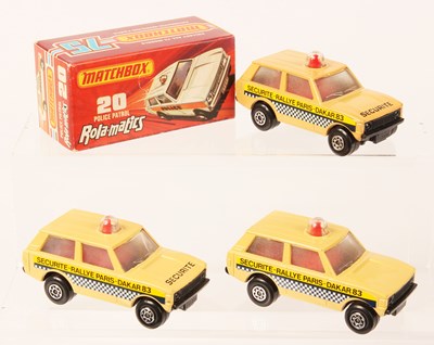 Lot 42 - Matchbox Superfast 3 x 20b Range Rover Police Patrol "Securite Rallye Paris-Dakar 83"