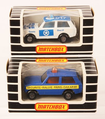 Lot 43 - Matchbox Superfast 2 x 20b Range Rover Police Patrol in RARE ITALIAN MARKET WINDOW BOXES