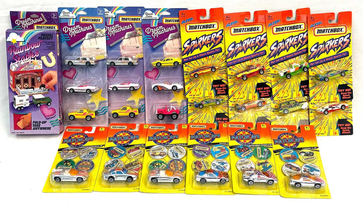 Lot 72 - Matchbox Dream Machines, Spaklers & Matchcaps sets x 18 MISP