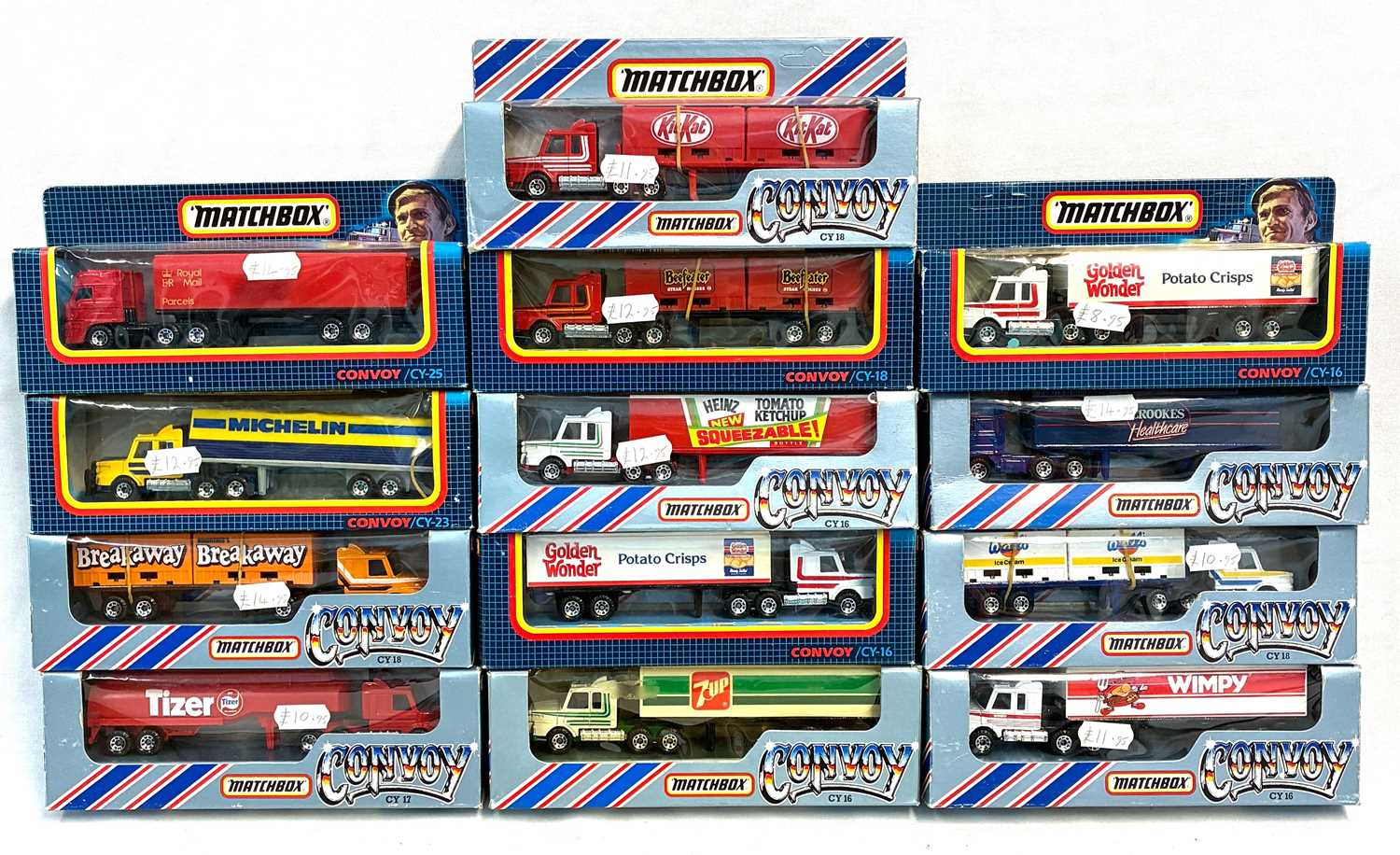Lot 45 - Matchbox Superfast Convoy Series Group of 13 x DAF & Scania Articulated Trucks - Made in Macau