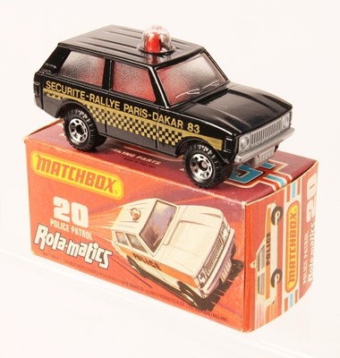 Lot 47 - Matchbox Superfast 20b Range Rover Police Patrol MADE IN HUNGARY GLOSS BLACK + GOLD TAMPO PRINT