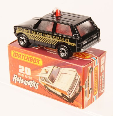 Lot 47 - Matchbox Superfast 20b Range Rover Police Patrol MADE IN HUNGARY GLOSS BLACK + GOLD TAMPO PRINT