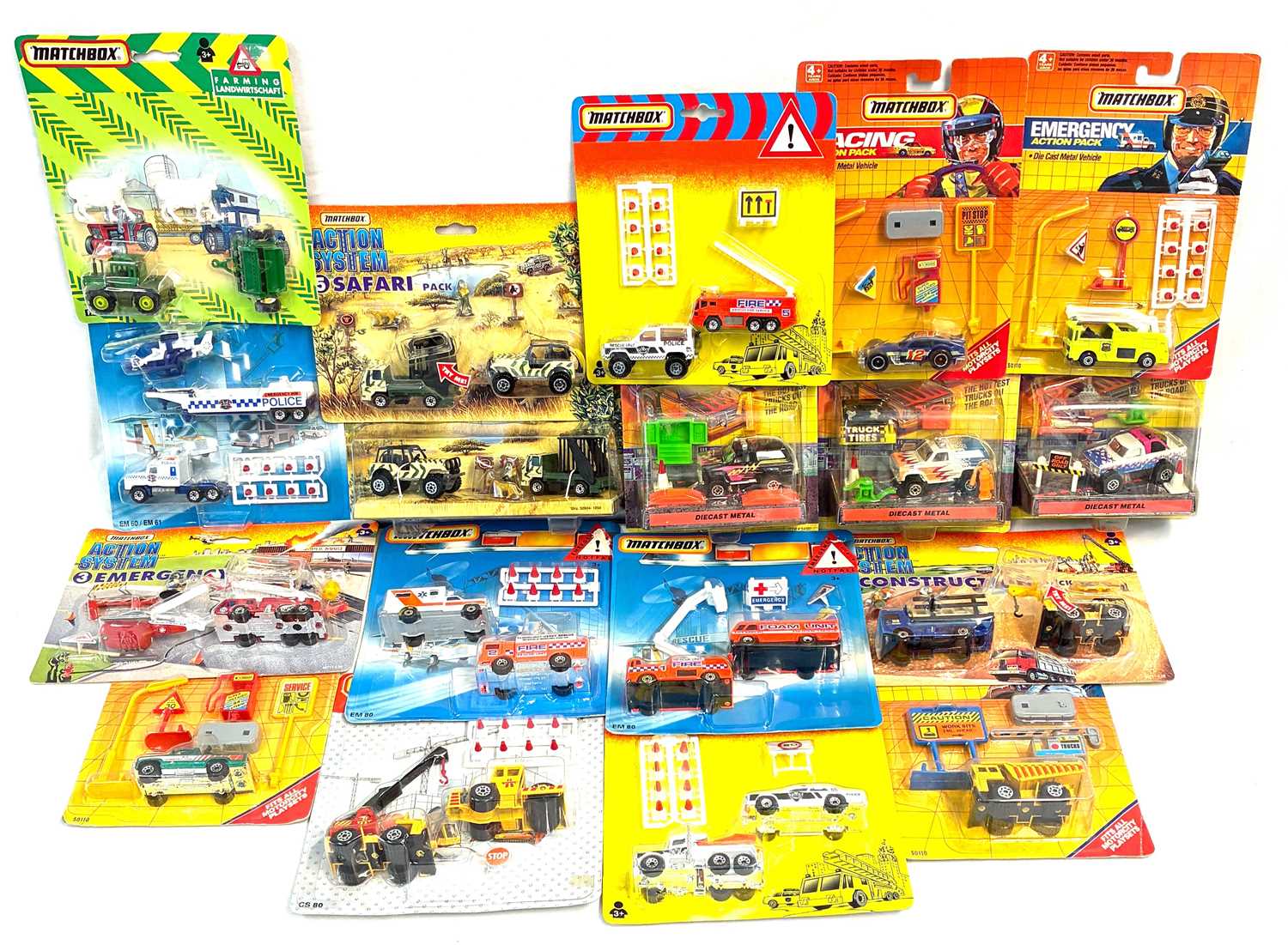 Lot 49 - Matchbox 1990's Mixed Group of Super Trucks, Emergency, Farming Sets.