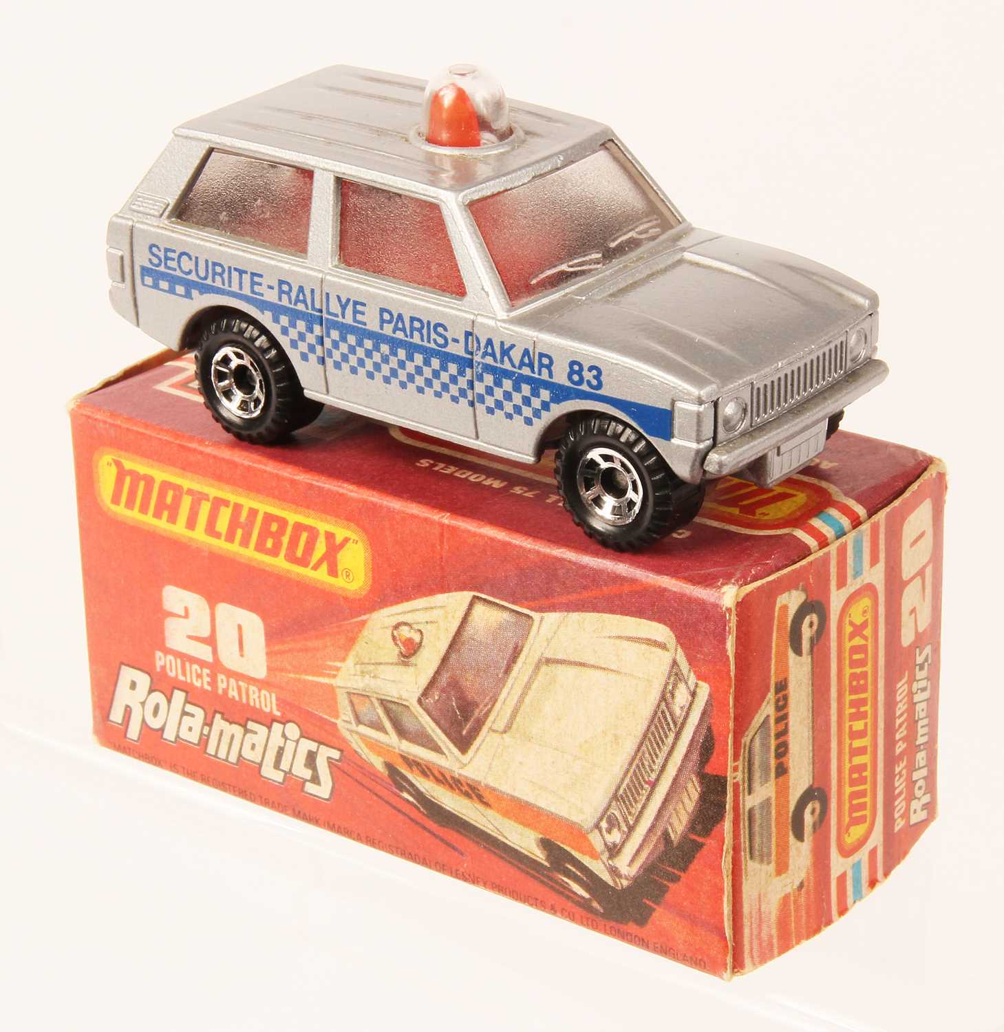 Lot 48 - Matchbox Superfast 20b Range Rover Police Patrol MADE IN HUNGARY METALLIC SILVER + BLUE TAMPO PRINT