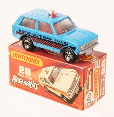 Lot 50 - Matchbox Superfast 20b Range Rover Police Patrol MADE IN HUNGARY PEARL BLUE + BLACK & MAROON TAMPO PRINT