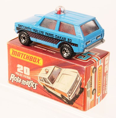 Lot 50 - Matchbox Superfast 20b Range Rover Police Patrol MADE IN HUNGARY PEARL BLUE + BLACK & MAROON TAMPO PRINT