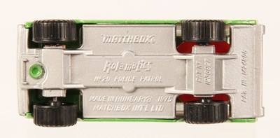 Lot 51 - Matchbox Superfast 20b Range Rover Police Patrol MADE IN HUNGARY PEARL GREEN + BLACK & WHITE TAMPO PRINT