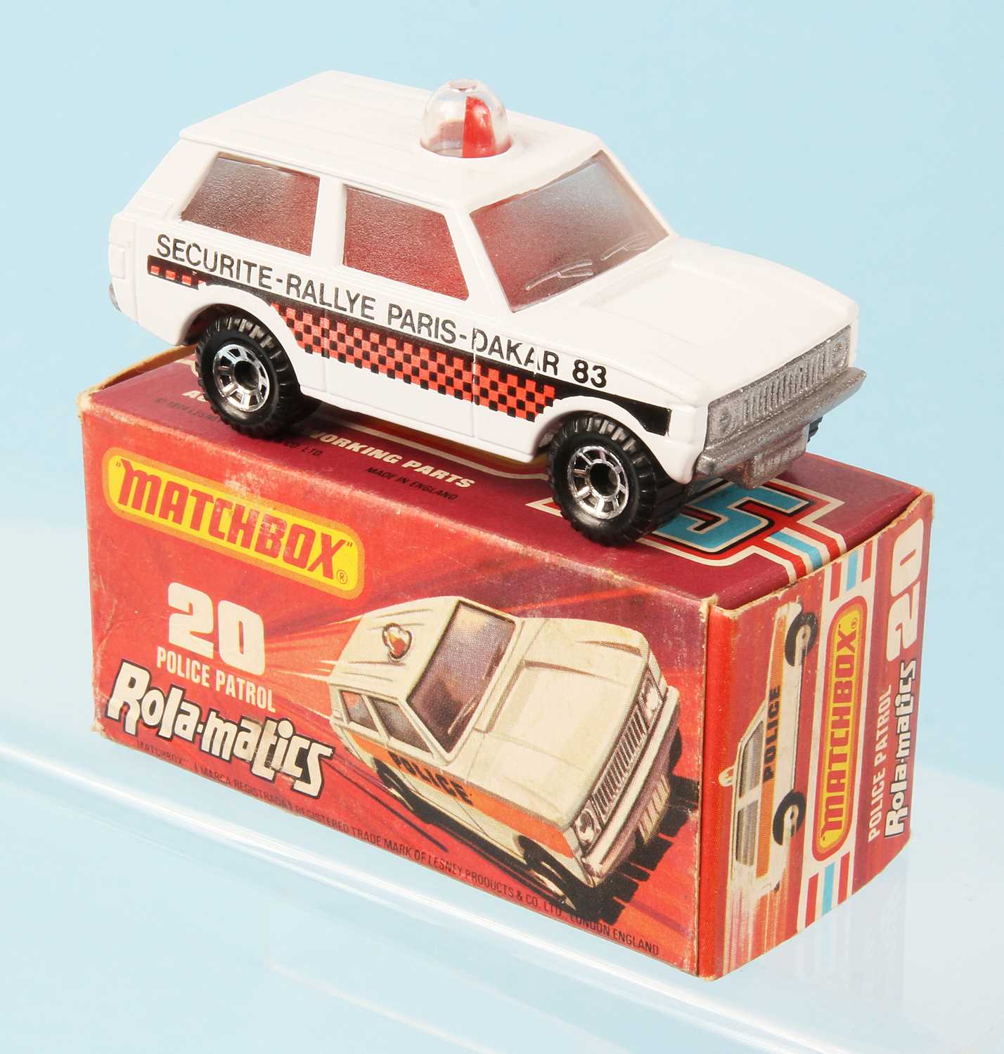 Lot 52 - Matchbox Superfast 20b Range Rover Police Patrol MADE IN HUNGARY WHITE + BLACK & DAYGLO PINK TAMPO PRINT