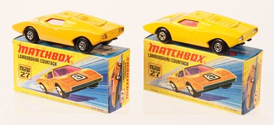 Lot 77 - Matchbox Superfast 2 x 27b Lamborghini Countach - DARK & LIGHT SHADE BODY VARIATIONS