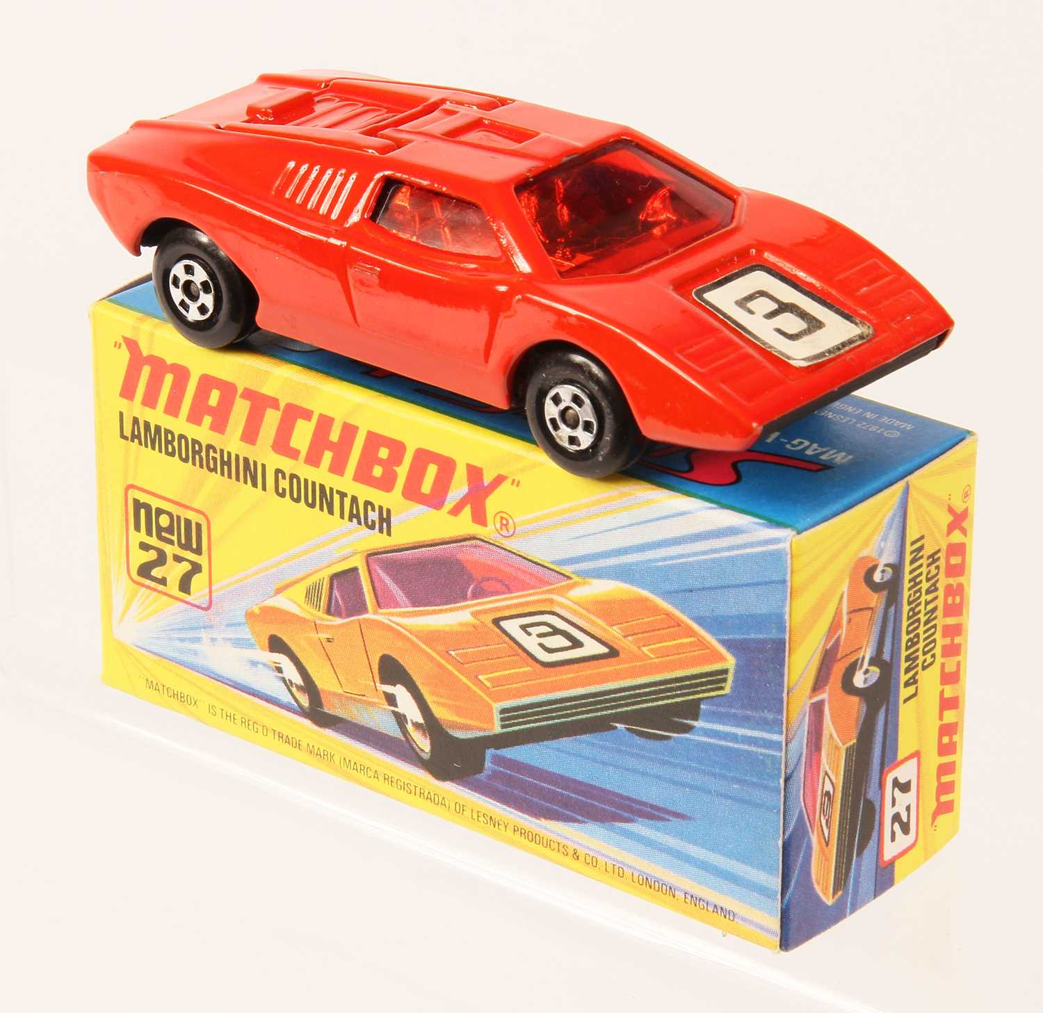 Lot 78 - Matchbox Superfast 27b Lamborghini Countach - RARE BURNT ORANGE BODY (DARKER SHADE) WITH RACING NUMBER 3 LABEL