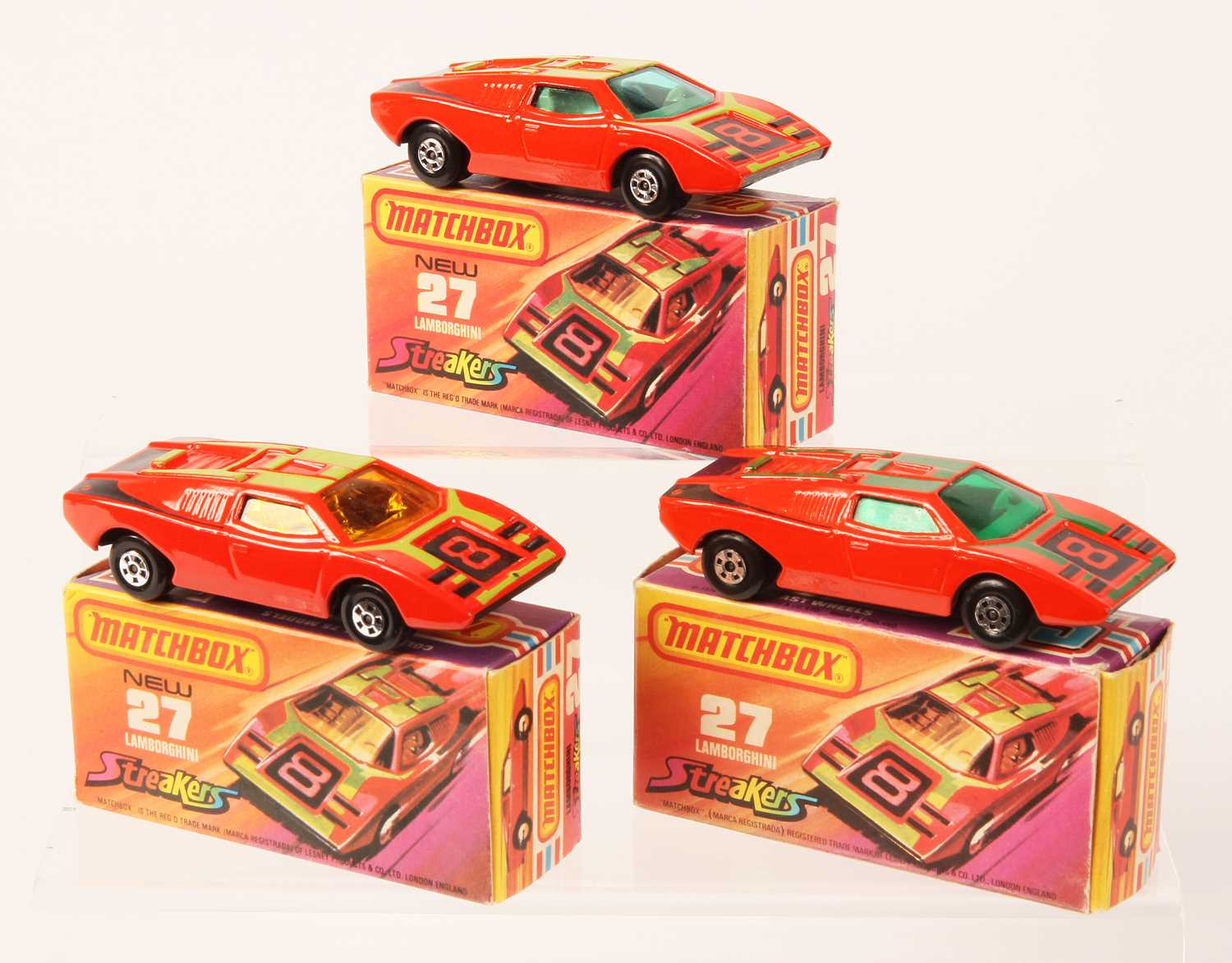 Lot 80 - Matchbox Superfast 3 x 27b Lamborghini Countach Streakers Issues