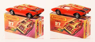 Lot 81 - Matchbox Superfast 2 x 27b Lamborghini Countach Streakers Issue - DARK AMBER & RED WINDOWS
