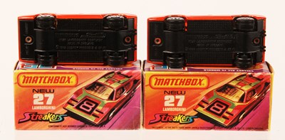 Lot 81 - Matchbox Superfast 2 x 27b Lamborghini Countach Streakers Issue - DARK AMBER & RED WINDOWS