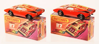 Lot 86 - Matchbox Superfast 2 x 27b Lamborghini Countach Streakers Issue - GREY & GLOSS BLACK BASES