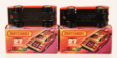 Lot 86 - Matchbox Superfast 2 x 27b Lamborghini Countach Streakers Issue - GREY & GLOSS BLACK BASES