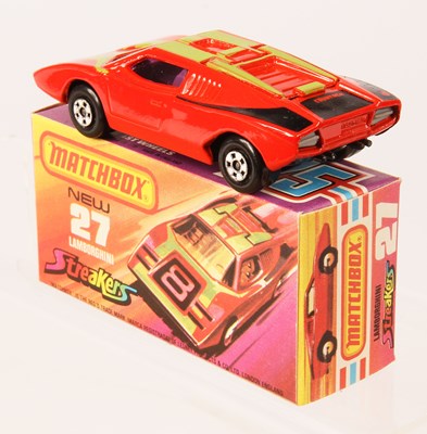 Lot 89 - Matchbox Superfast 27b Lamborghini Countach Streakers Issue RARE PURPLE WINDOWS + CHARCOAL BASE