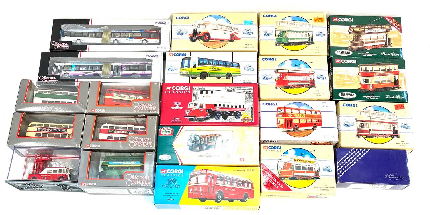 Lot 87 - Corgi - Mixed Group of Buses, Trams & Commercial Vehicles.