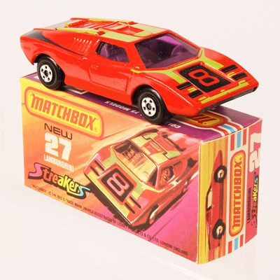 Lot 90 - Matchbox Superfast 27b Lamborghini Countach Streakers Issue RARE PURPLE WINDOWS + GREY BASE