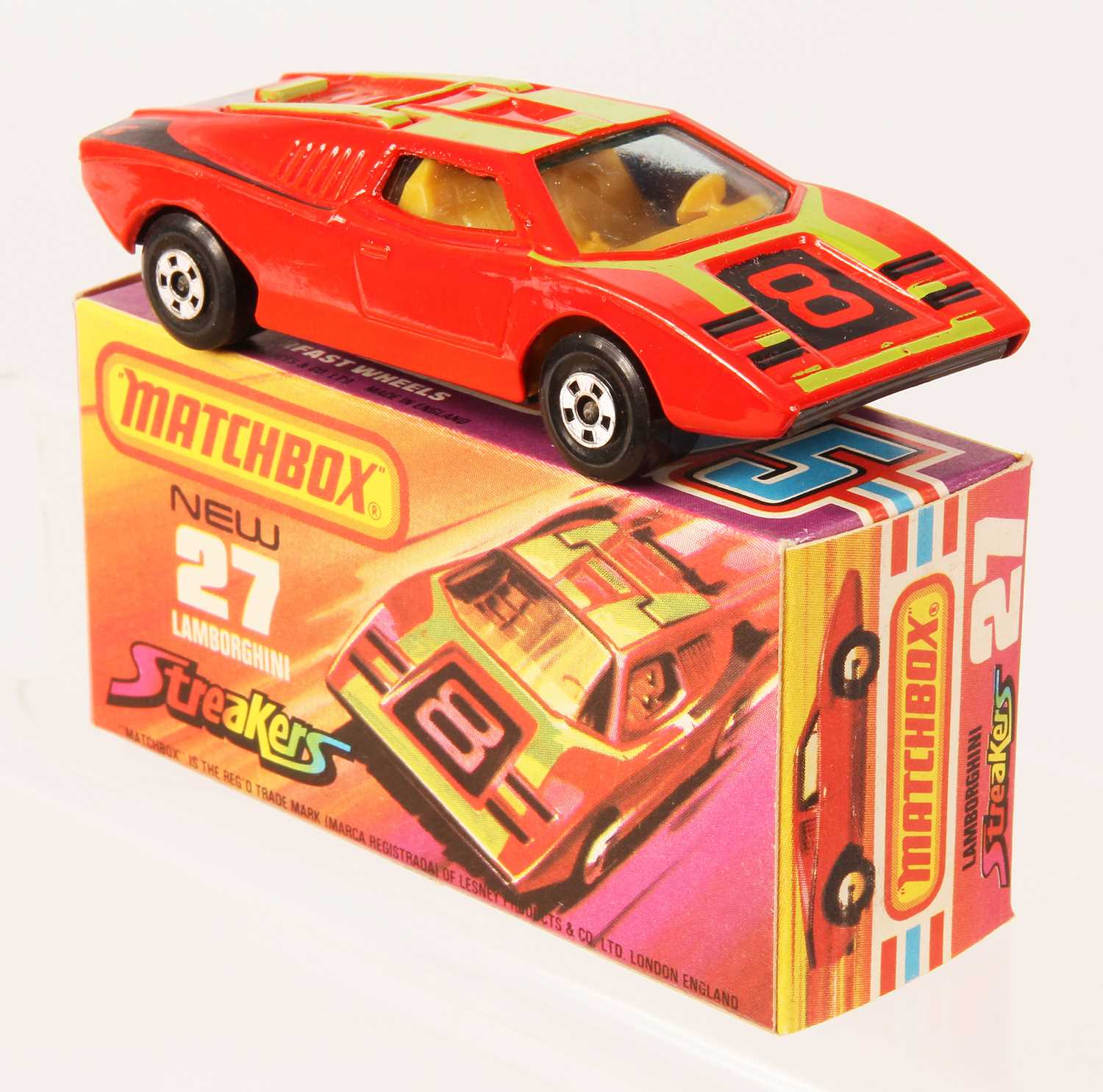 Lot 91 - Matchbox Superfast 27b Lamborghini Countach Streakers Issue RARE DARK YELLOW INTERIOR