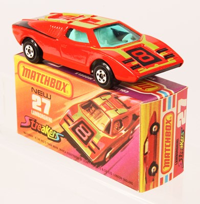 Lot 93 - Matchbox Superfast 27b Lamborghini Countach Streakers Issue RARE WHITE INTERIOR + GREY BASE