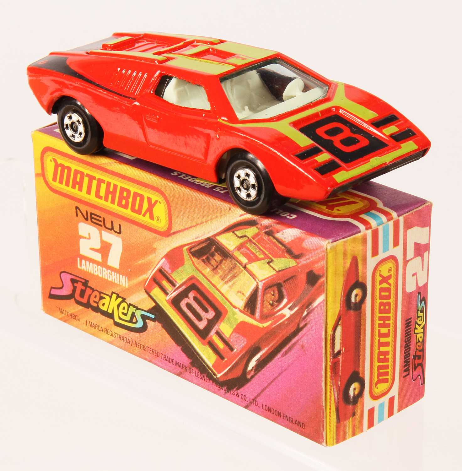 Lot 94 - Matchbox Superfast 27b Lamborghini Countach Streakers Issue RARE WHITE INTERIOR + GLOSS BLACK BASE