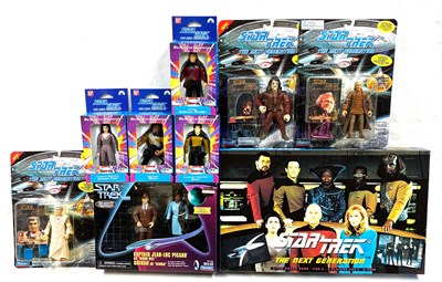 Lot 391 - Playmates Star Trek The Next Generation figures x 7, 2 pack and Board Game MISP