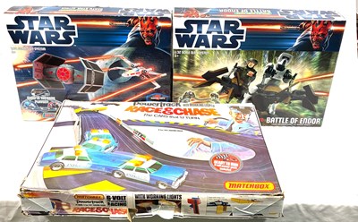 Lot 291 - Scalextric Star Wars sets x 2 & Matchbox Race & Chase set MIB